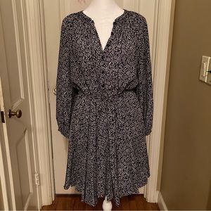 Rebecca Taylor Blue Floral Print Silk Dress